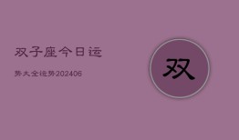 双子座今日运势大全运势(20240613)